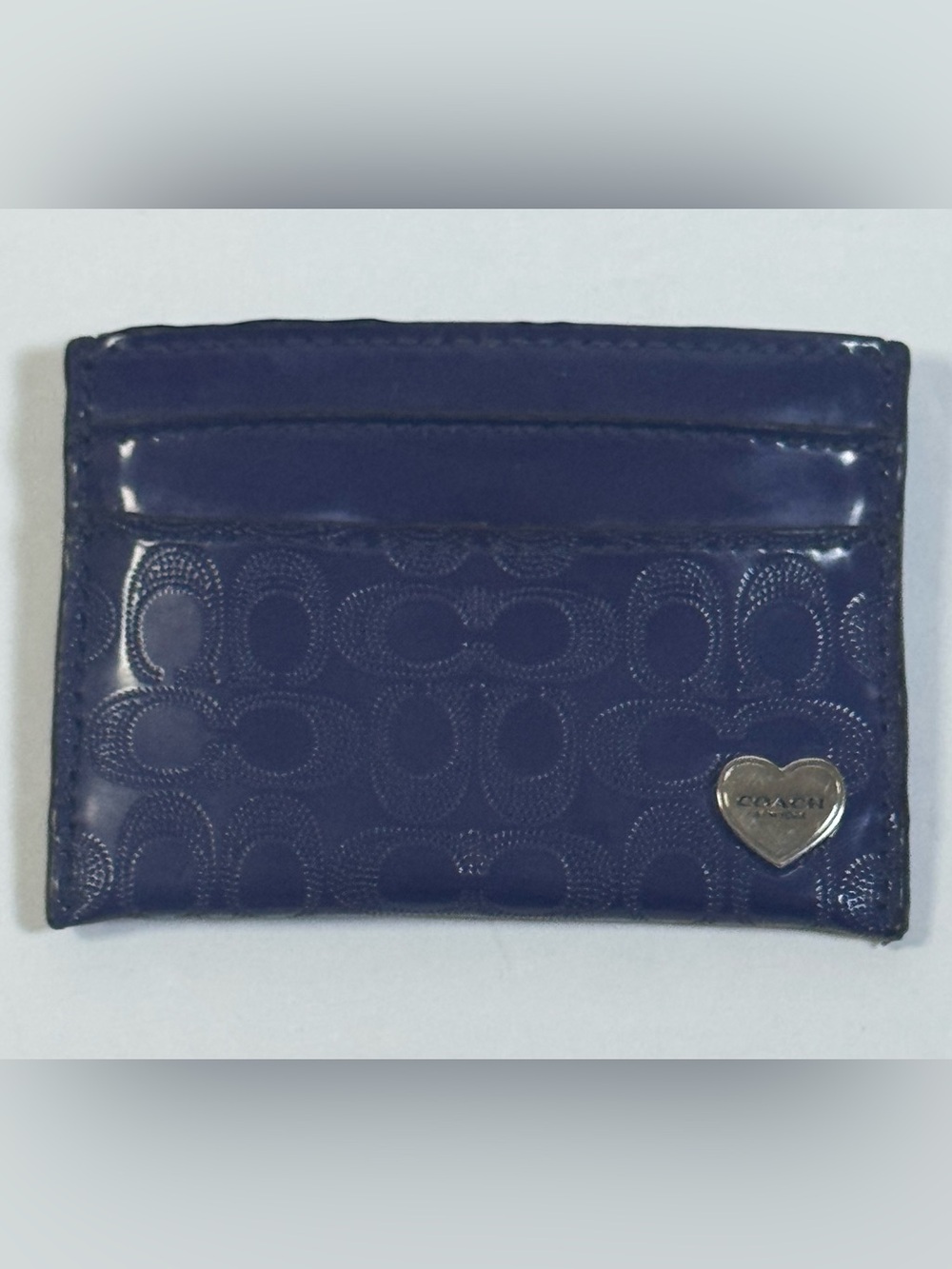 Coach Purple Liquid Gloss Signature C Patent Wallet